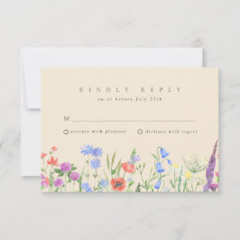 Spring Wildflower Boho Garden Wedding RSVP Kaartje