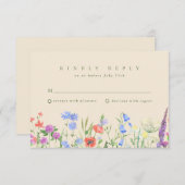 Spring Wildflower Boho Garden Wedding RSVP Kaartje (Voorkant / Achterkant)