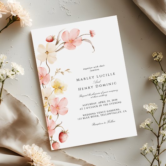 Spring Wildflower Botanical Garden Wedding Kaart