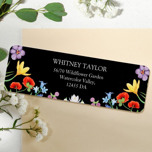 Spring Wildflower Bright Floral Trouwadres Etiket