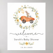 Spring Wildflower Bunny Baby shower Welkomstbord Poster (Voorkant)