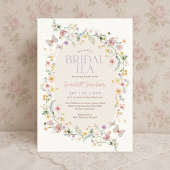 Spring Wildflower Butterfly Bridal Tea Kaart