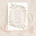 Spring Wildflower Butterfly Garden Sweet 16 Kaart<br><div class="desc">This exclusive Sweet 16 invitation is a gateway to enchantment, adorned with delicate pastel wildflowers that dance in shades of pink, blush, lavender, yellow, and blue. The design captures the essence of a whimsical fairy tale, inviting you to partake in a celebration that's as magical as the story it honors....</div>