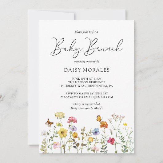 Spring Wildflower Colorful Botanical Baby Brunch Kaart (Voorkant)