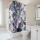 Spring Wildflower: donkerblauw . Douchegordijn (In situ)