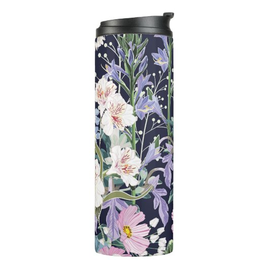 Spring Wildflower: donkerblauw . Thermosbeker (Gedraaid links)