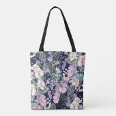 Spring Wildflower: donkerblauw . Tote Bag (Achterkant)