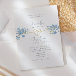 Spring Wildflower Dusty Blue Huwelijksuitnodiging Kaart