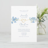 Spring Wildflower Dusty Blue Huwelijksuitnodiging Kaart (Staand voorkant)