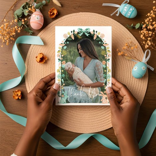 Spring Wildflower Easter Bunny Baby shower Bedankkaart