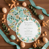 Spring Wildflower Easter Bunny Baby shower Bow Feestdagenkaart