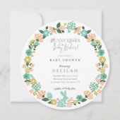Spring Wildflower Easter Bunny Baby shower Bow Feestdagenkaart (Voorkant)
