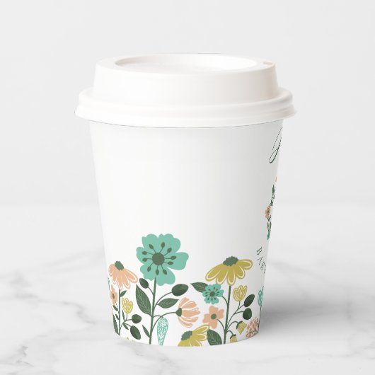 Spring Wildflower Easter Bunny Baby shower Bow Papieren Bekers (Voorkant)