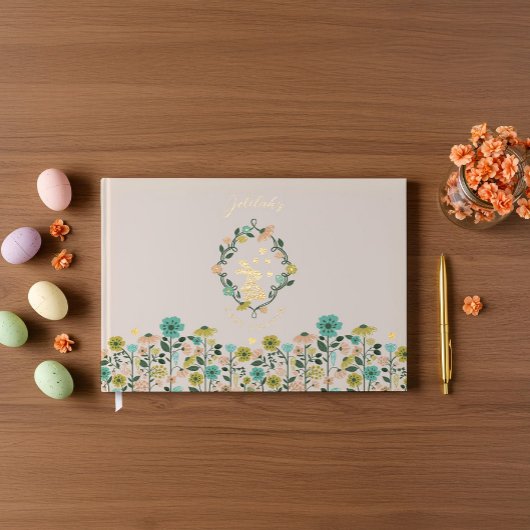 Spring Wildflower Easter Bunny Baby shower Gastenboek