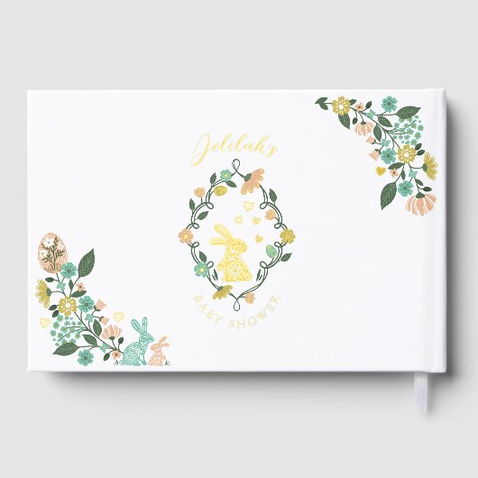 Spring Wildflower Easter Bunny Baby shower Gastenboek (Achterkant)
