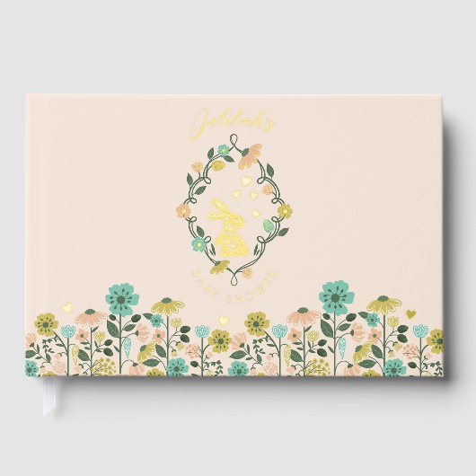 Spring Wildflower Easter Bunny Baby shower Gastenboek (Voorkant)