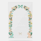 Spring Wildflower Easter Bunny Baby shower Welkom Acryl Bord (Voorkant)