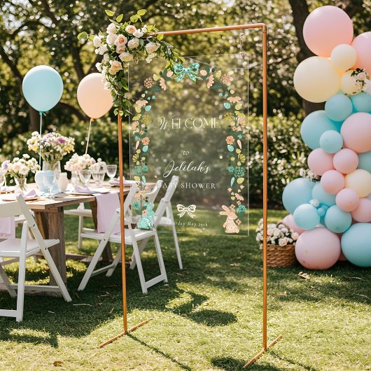 Spring Wildflower Easter Bunny Baby shower Welkom Acryl Bord