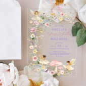 Spring Wildflower Fairy First 1st Birthday Acryl Uitnodigingen