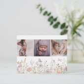 Spring Wildflower Field Baby aangekondigd Briefkaart (Staand voorkant)