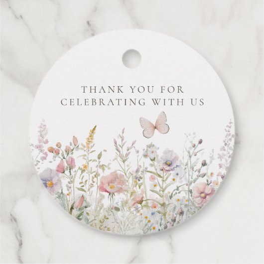 Spring Wildflower Field Baby shower dank u Bedankjes Labels (Achterkant)