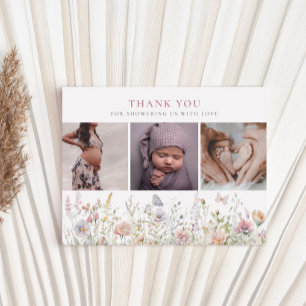Spring Wildflower Field Baby shower dank u Briefkaart