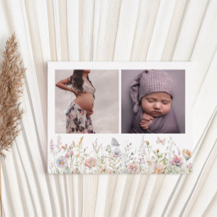 Spring Wildflower Field Baby shower dank u Briefkaart