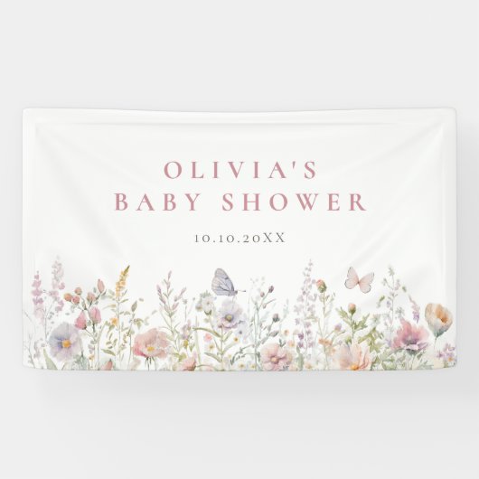 Spring Wildflower Field Baby shower Spandoek (Horizontaal)