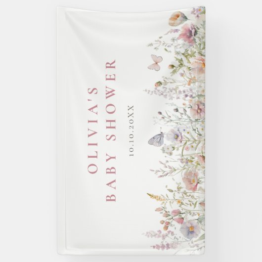 Spring Wildflower Field Baby shower Spandoek (Verticaal)