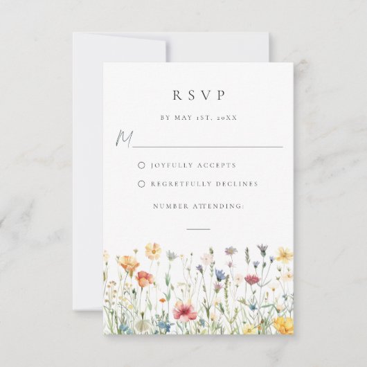 Spring Wildflower Field Wedding RSVP Card (Voorkant)