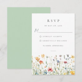 Spring Wildflower Field Wedding RSVP Card Kaartje