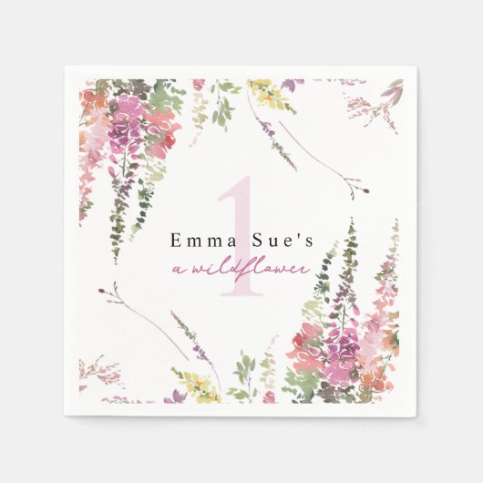 Spring Wildflower Floral Birthday Napkins Servet (Voorkant)
