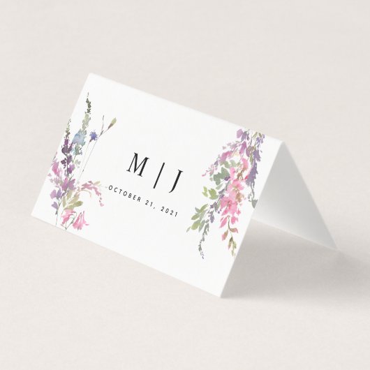 Spring Wildflower Floral Wedding Place Card Kaart (Achterkant)