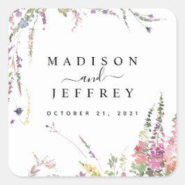 Spring Wildflower Floral Wedding Vierkante Sticker