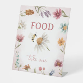 Spring Wildflower Food Reclamebord Met Voetstuk