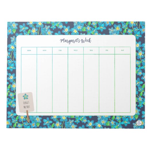 Spring Wildflower Forget Me Not Week in een oogops Notitieblok (Voorkant)