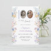 Spring Wildflower Foto 100e verjaardag Kaart (Staand voorkant)