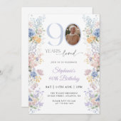 Spring Wildflower Foto 90e verjaardag Kaart (Voorkant / Achterkant)