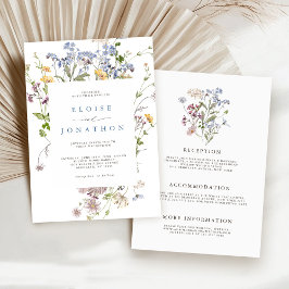 Spring Wildflower Garden Alles in één bruiloft Kaart