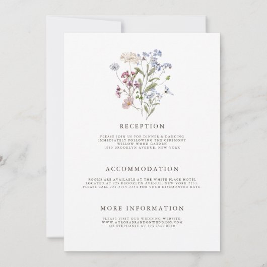 Spring Wildflower Garden Alles in één bruiloft Kaart (Achterkant)