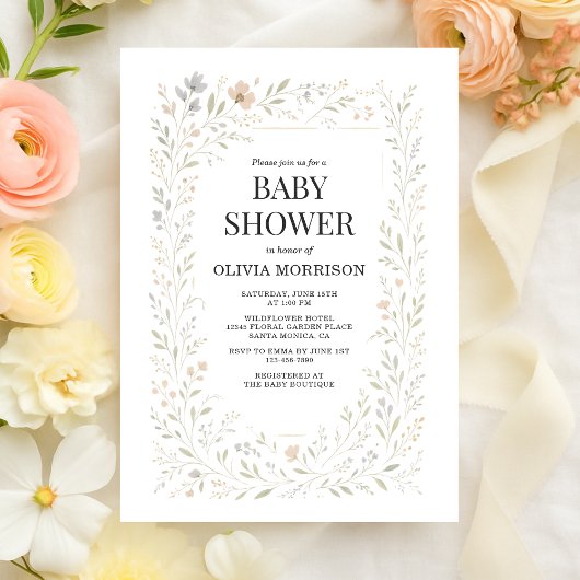 Spring Wildflower Garden Baby Shower Kaart