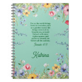 Spring Wildflower Garden Bijbelvers gepersonalisee Notitieboek (Voorkant)