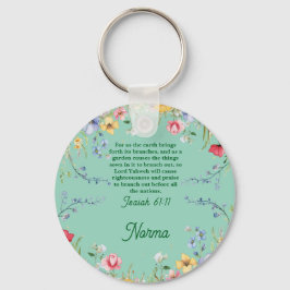 Spring Wildflower Garden Bijbelvers gepersonalisee Sleutelhanger