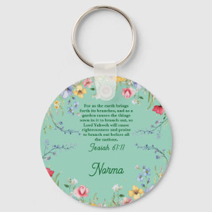 Spring Wildflower Garden Bijbelvers gepersonalisee Sleutelhanger