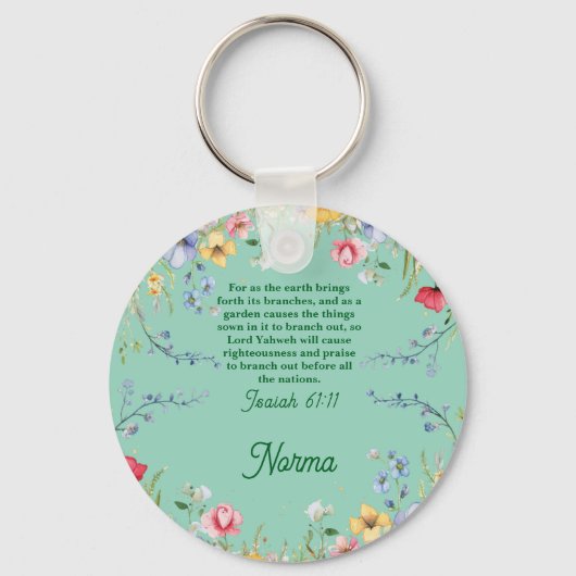 Spring Wildflower Garden Bijbelvers gepersonalisee Sleutelhanger (Voorkant)