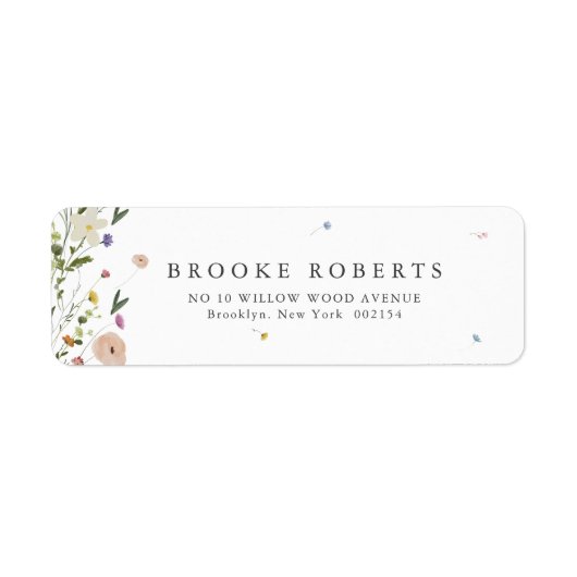Spring Wildflower Garden Floral Minimalist Adres Etiket (Voorkant)