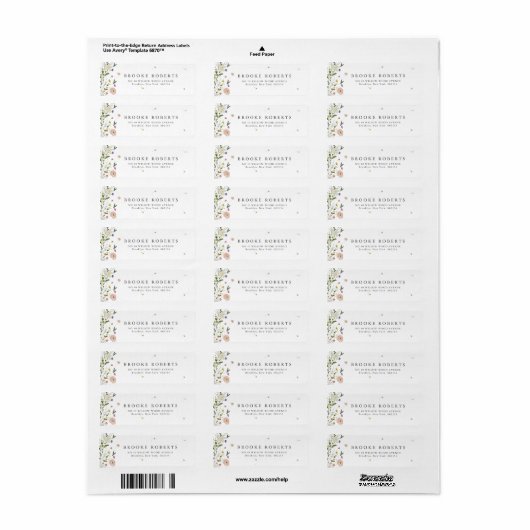 Spring Wildflower Garden Floral Minimalist Adres Etiket (Full Sheet)