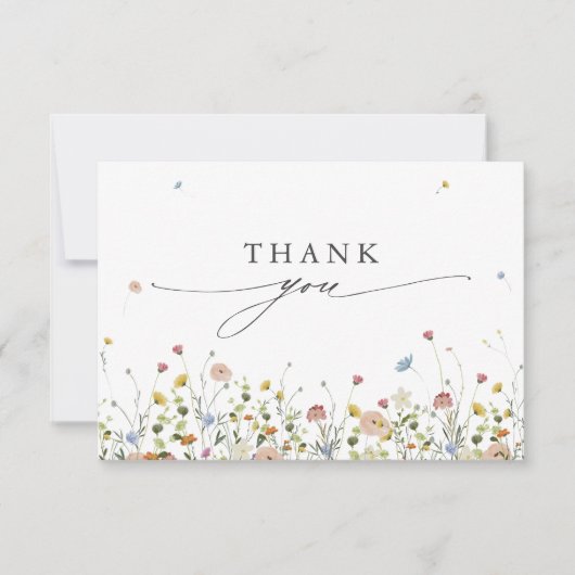 Spring Wildflower Garden Floral Minimalistische br Bedankkaart (Voorkant)