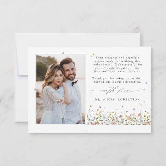 Spring Wildflower Garden Floral Minimalistische br Bedankkaart (Achterkant)