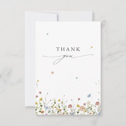 Spring Wildflower Garden Floral Minimalistische br Bedankkaart (Voorkant)